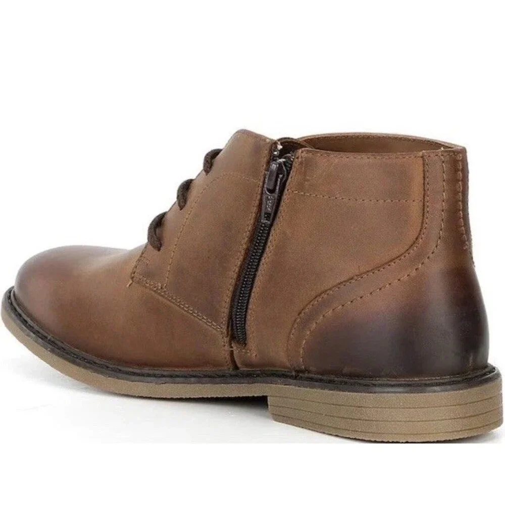 Johnston & Murphy Big Boys Calder Leather Lace Up Chukka Boots Youth  Sz 2 Brown